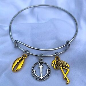 Brand New! Handmade! Adjustable Charm Bangle Bracelet!